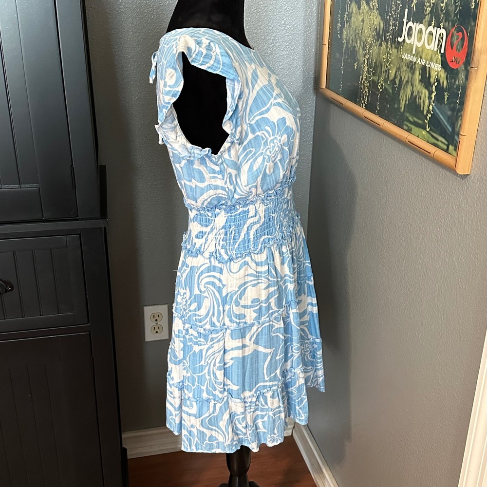 Lily Rose Juniors Medium White Floral Smocked Mini Dress Cottagecore Boho - Picture 5 of 8